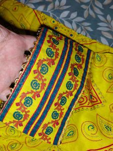 Vibrant Yellow Kurta Set with Mirror Work