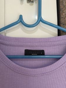 Purple Ribbed Puff Sleeve Top