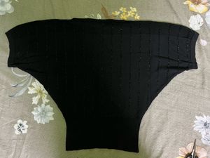 Sparkly Black Batwing Sleeve Top