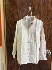 34 bust Beige Linen Blend Shirt women’s