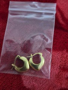 Matt finish Gold Heart Hoop Earrings