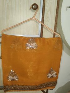Embellished Orange Saree
