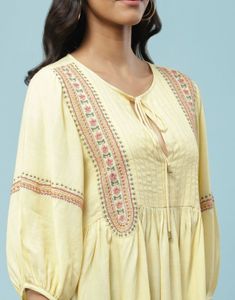 Embroidered Yellow Kurta