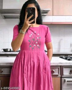 Chic Pink Embroidered Midi Dress_XL