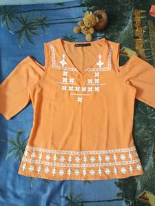 Cold Shoulder Embroidery Top