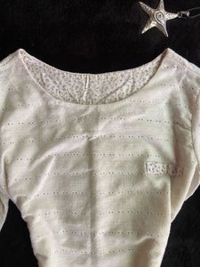 cream fitted full sleeve top