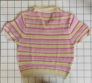 Striped Crochet Polo Top