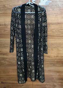 Elegant Black & Gold Embroidered cardigan