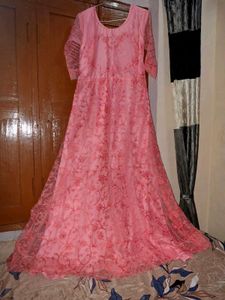 Elegant Pink Embroidered Gown 🩷 | New |