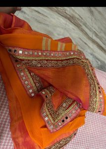 Orange &amp; Pink Designer Party Wear Saree