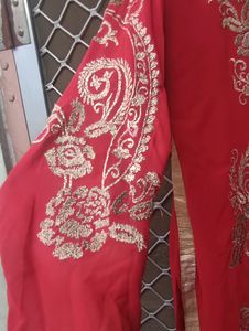 Beautiful Red Kurti With Lahanga And Dupatta