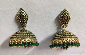 Elegant Green Jhumka Earrings