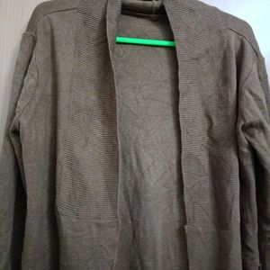 Women's Brown Longline Cardigan