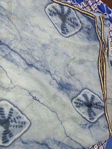 Stylish Blue Marble Print Saree