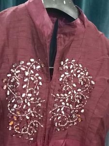 Maroon Maxi Dress with Embroidery