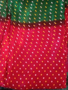 Vibrant Red Bandhani Saree