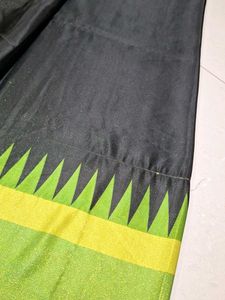 Elegant Black Saree with Geometric Border
