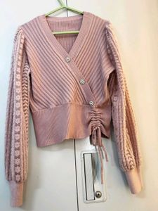 Pink Knitted Wrap Top