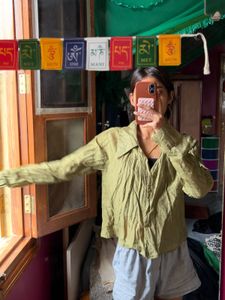 Stylish Olive Green Collared Shirt