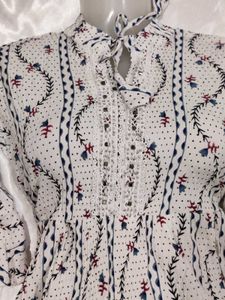 White Printed top & pink short kurti
