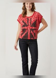 Red Floral Union Jack T-Shirt