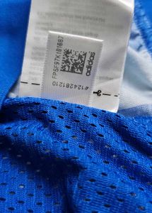Adidas Blue &amp; White Striped Sleeveless Top