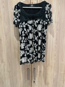 Elegant Black & White Floral Top