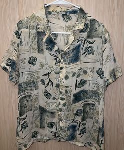 Vintage Abstract Floral Button-Up Shirt
