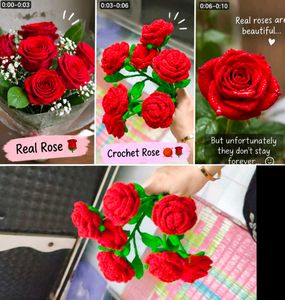 Handmade Crochet Red Roses