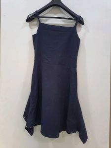Navy Blue Ruffle Sleeveless Top