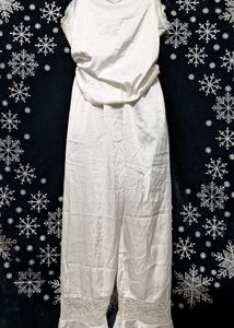 White Lace Trim Pajama set