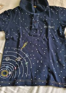 Boys Navy Space Theme Polo Shirt
