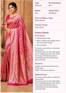 Vibrant Pink Silk Saree