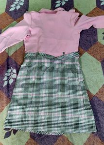 Charming Pink Plaid Pinafore Dress