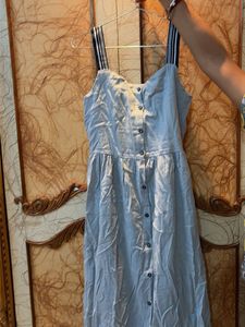 Light Blue Button-Down Midi Dress