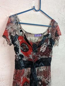 Boho Chic Print Tunic Dress See-through Long