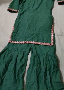 Elegant Green Kurta Set with Sharara