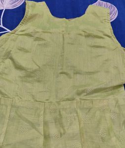 Elegant Lime Green Kurta Set with Red Dupatta