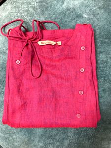 Pink A Line Style Kurta With Front Side Tie Up Kno