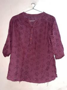 Purple Broderie Anglaise Blouse