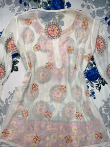 Embroidered White Tunic Top