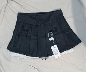 Cute Pleated Mini Skirt with Bows