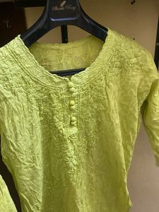 Vibrant Lime Green Embroidered Kurta