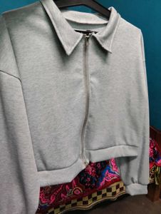 Grey Zip-Up Collared Jacket