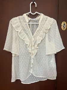 Sheer Button-Up Blouse| Never worn| Brand n