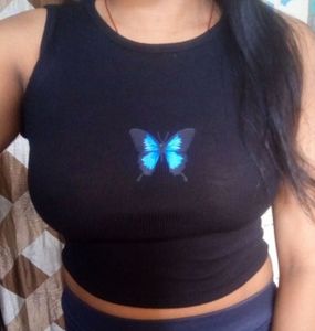 Black Butterfly Tank Top