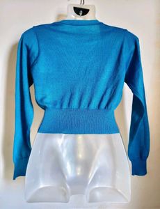 Teal Blue Cropped Knit Cardigan💙