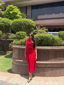 Chic One-Shoulder Red Dress