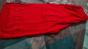 Red chikankari plazo