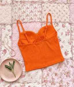 Orange Ribbed Tank Top